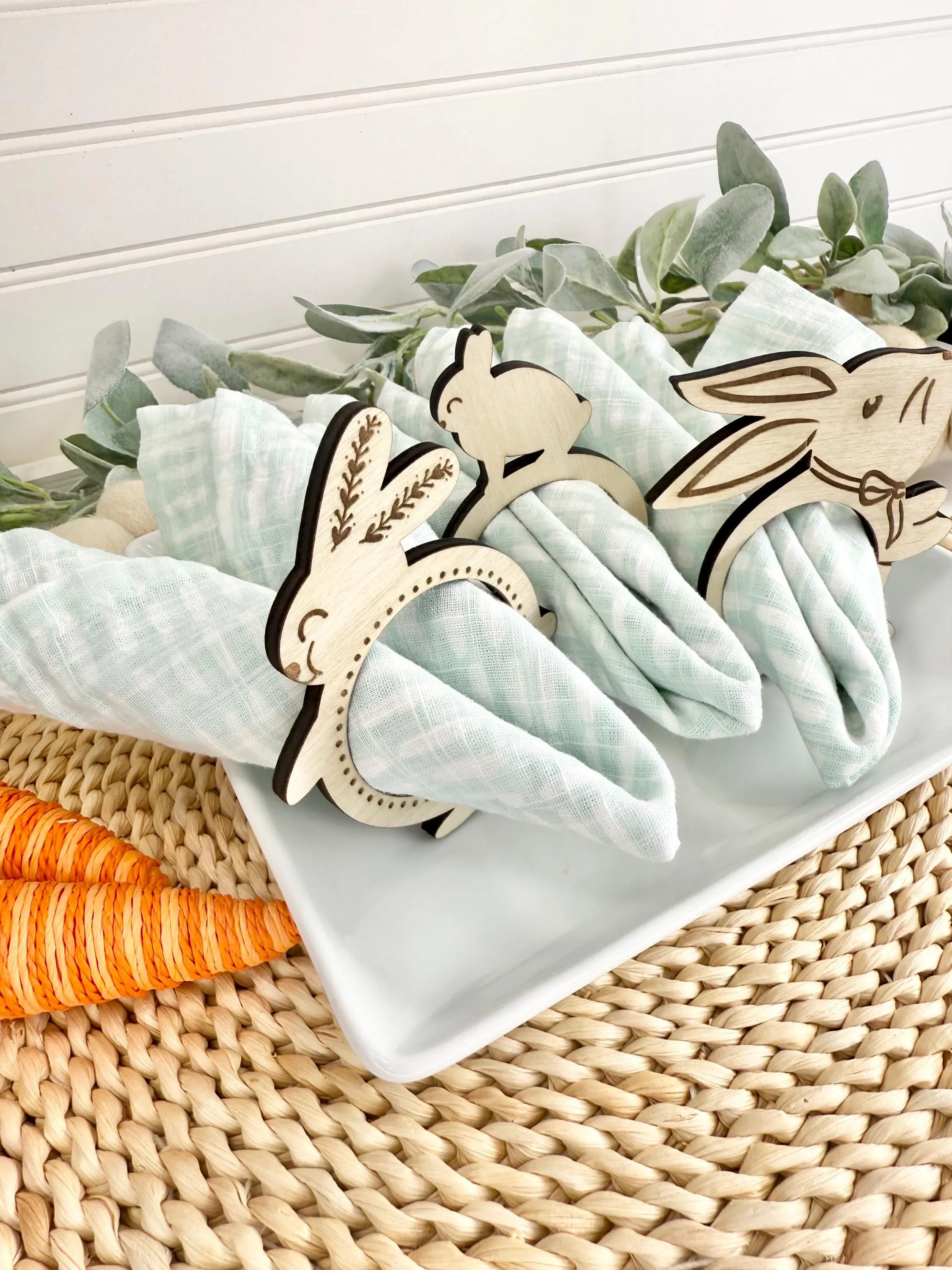 Wooden Easter Bunny Napkin Rings: Spring Table Decor sold by Roxie’s Picks product image thumbnail 2