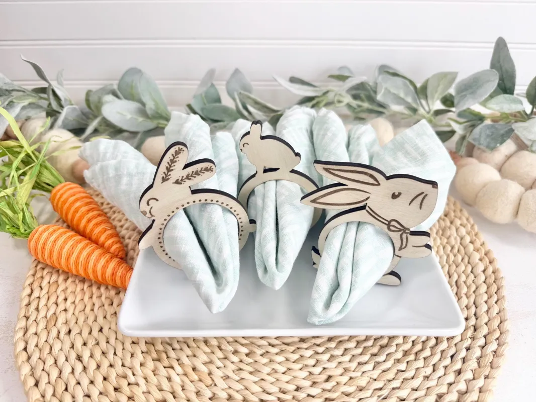 Wooden Easter Bunny Napkin Rings: Spring Table Decor sold by Roxie’s Picks