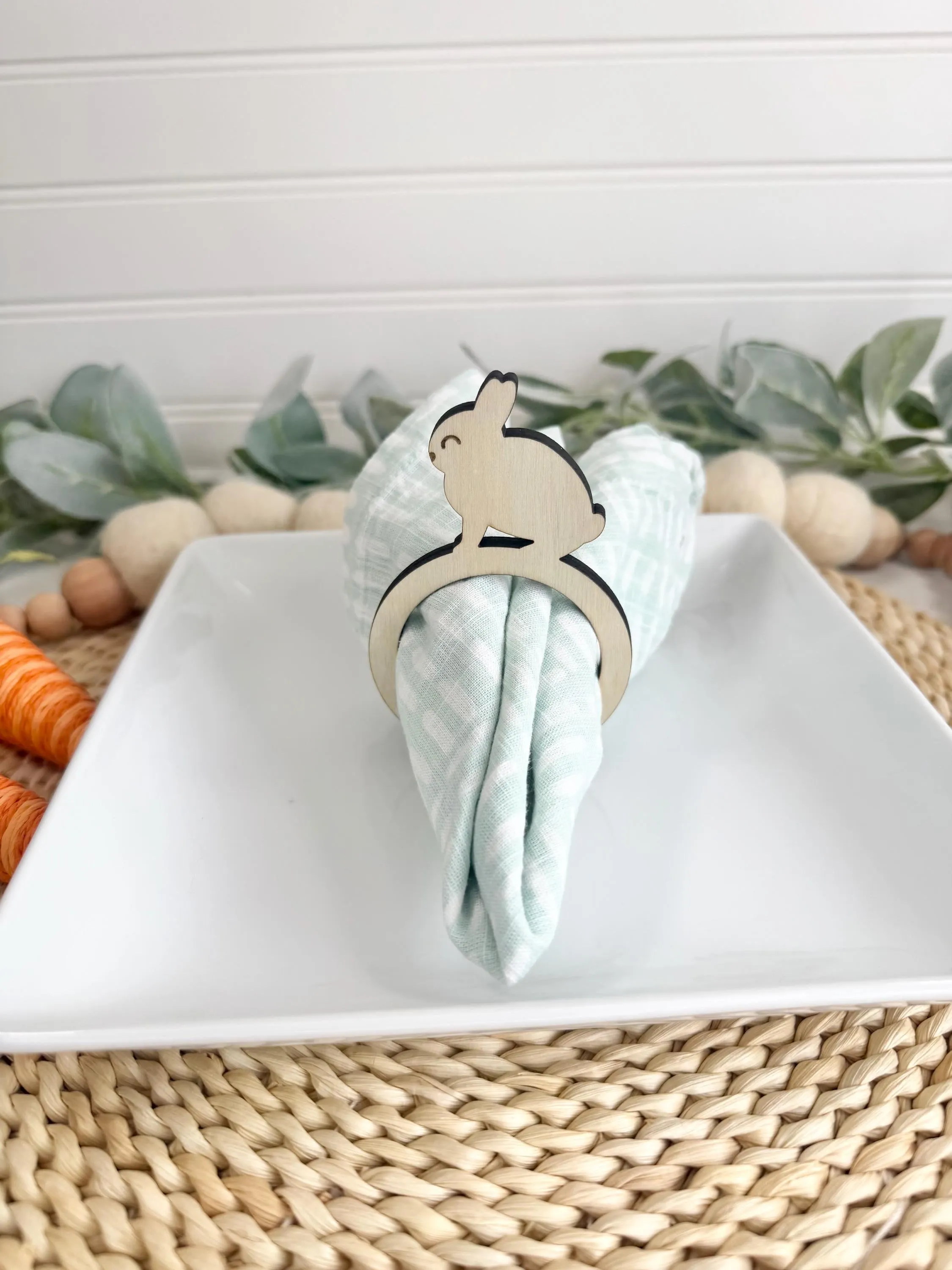 Wooden Easter Bunny Napkin Rings: Spring Table Decor sold by Roxie’s Picks product image thumbnail 5