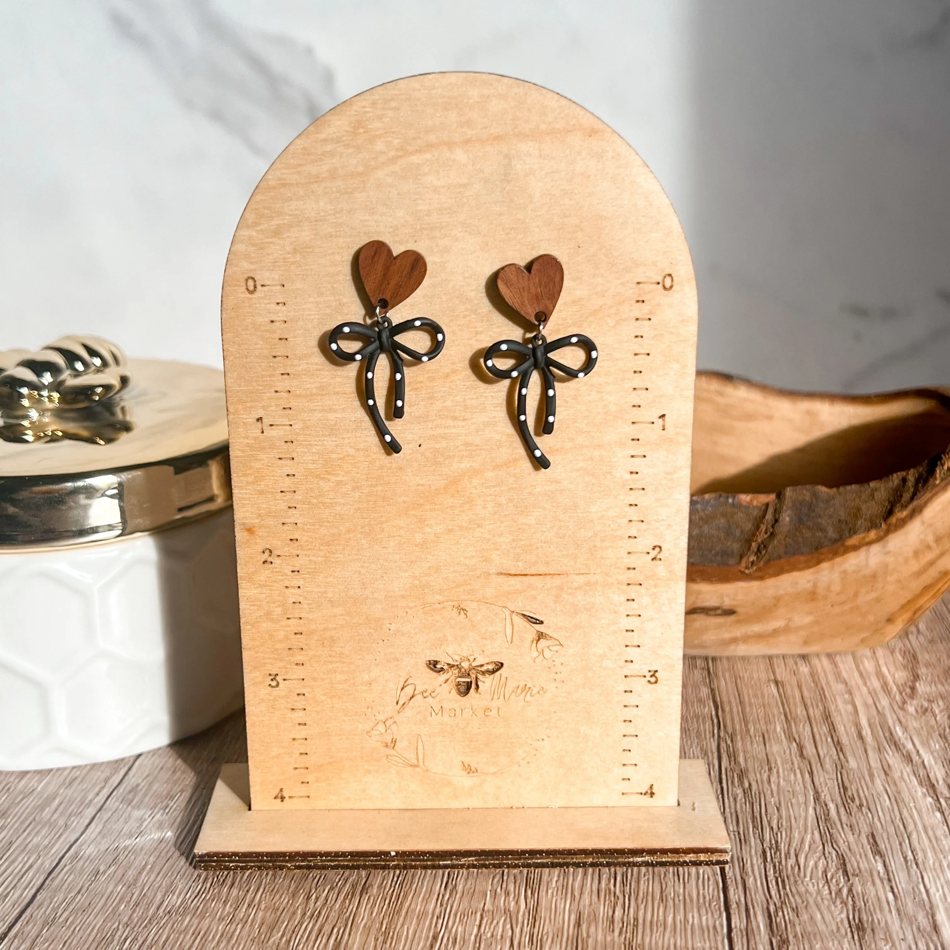 Darla Black & White Polka Dot Heart Earrings sold by Roxie’s Picks product image thumbnail 4