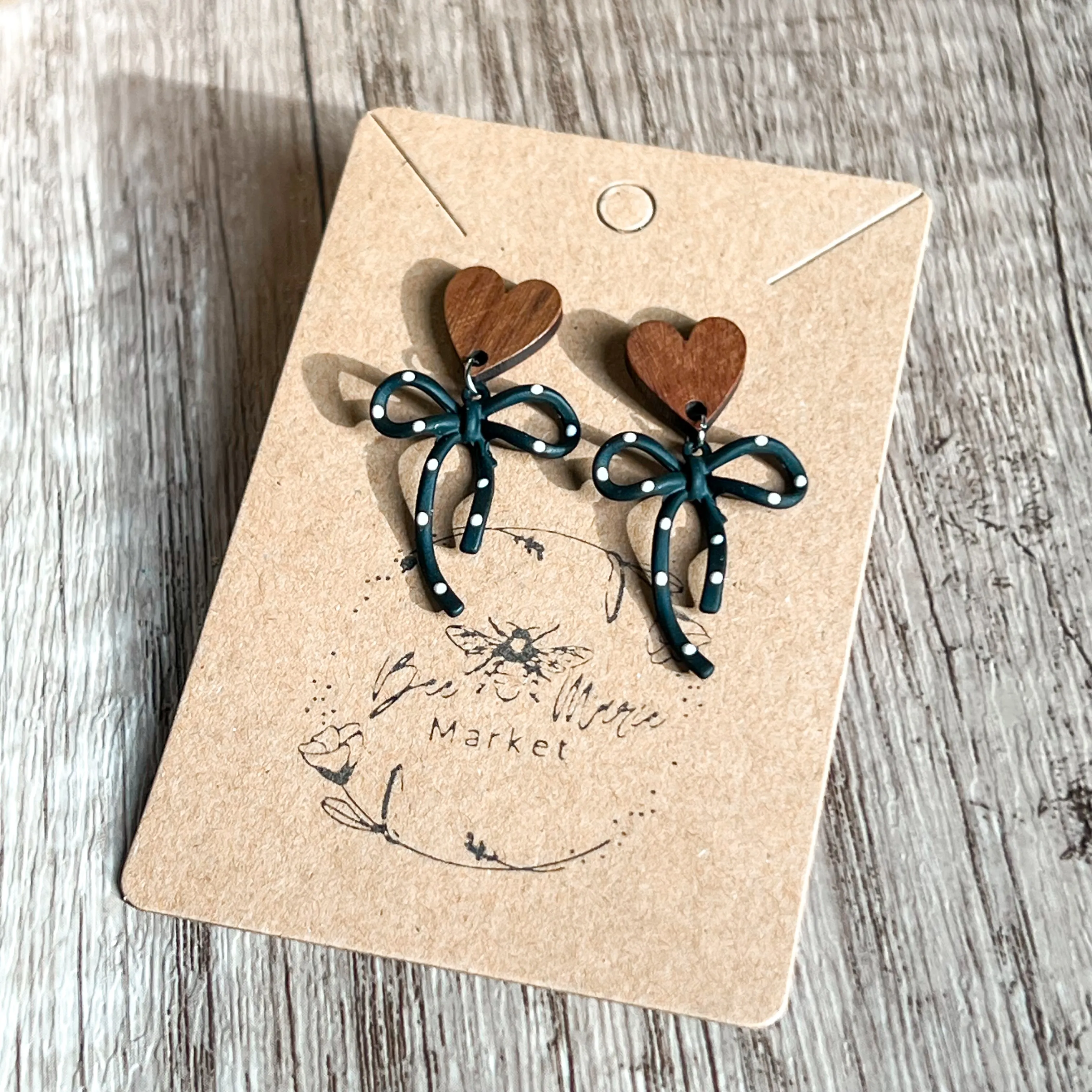 Darla Black & White Polka Dot Heart Earrings sold by Roxie’s Picks product image thumbnail 2