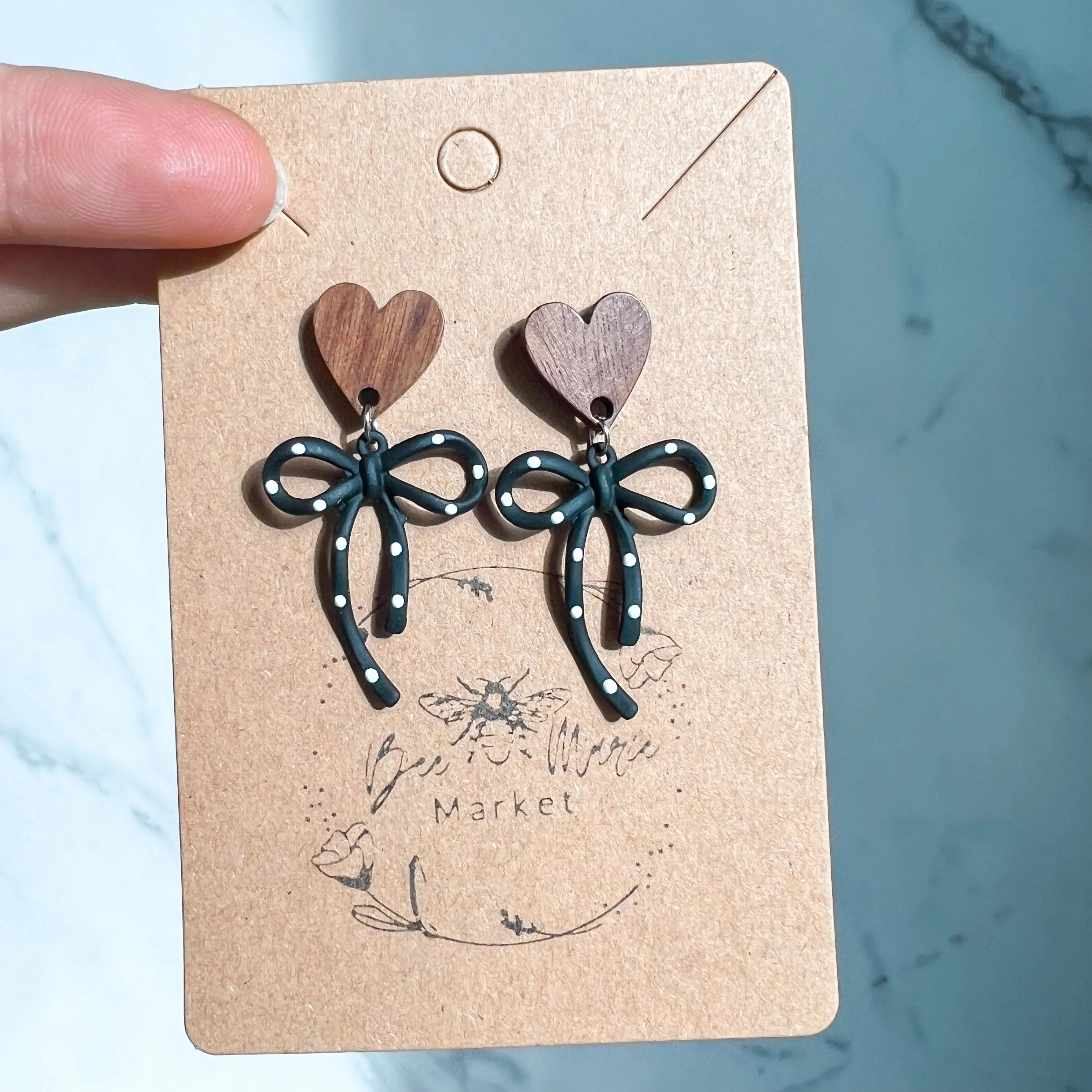 Darla Black & White Polka Dot Heart Earrings sold by Roxie’s Picks product image thumbnail 3