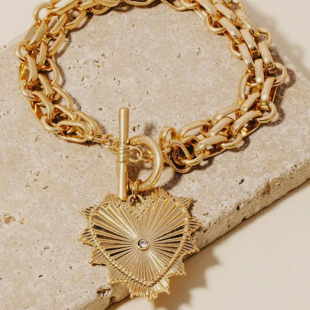 Chunky Heart Chain Bracelet sold by Roxie’s Picks