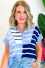 Sky Blue Stripe Colorblock Quarter Zip Collar Sweater Vest sold by Roxie’s Picks