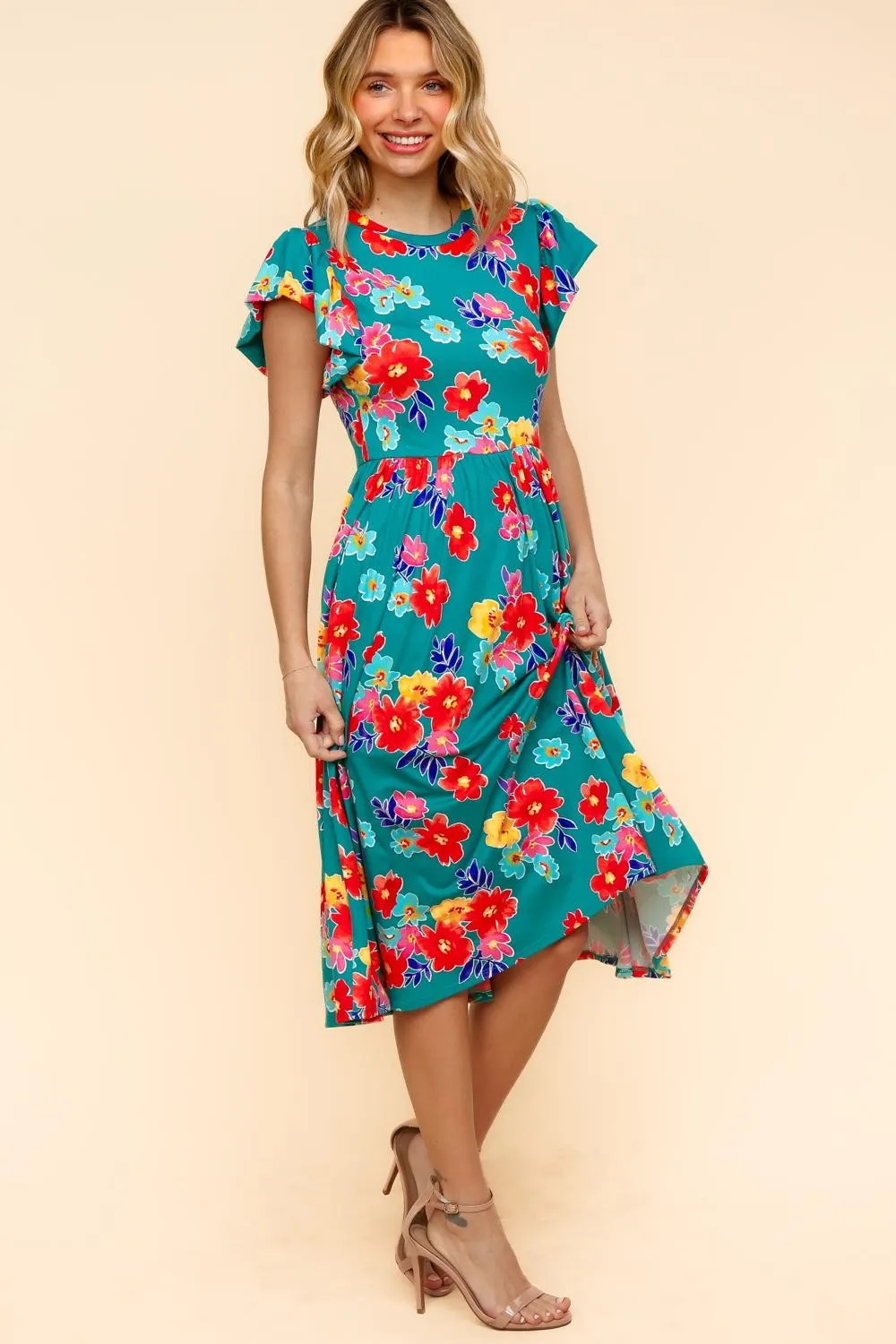 My Floral Spring Fit & Flare Midi Dress with Pockets | S-3X sold by Roxie’s Picks