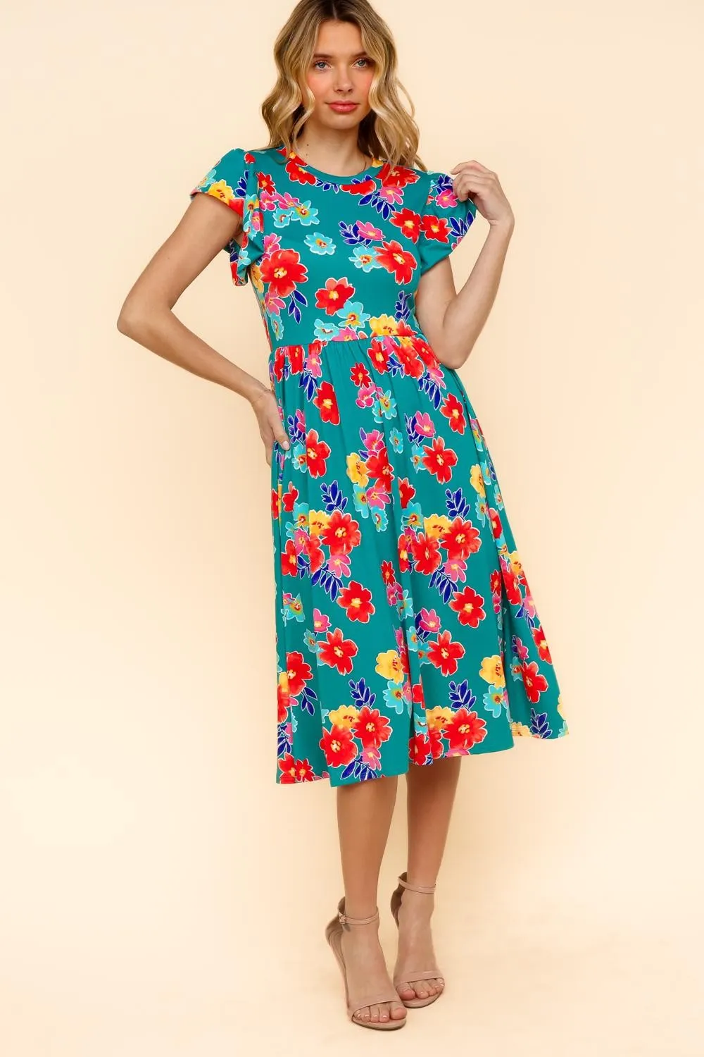 My Floral Spring Fit & Flare Midi Dress with Pockets | S-3X sold by Roxie’s Picks product image thumbnail 5