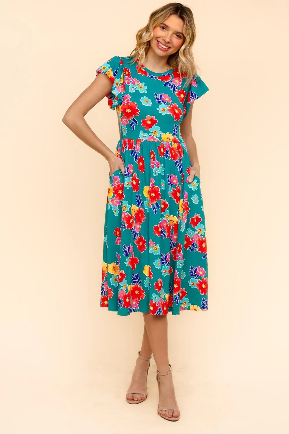 My Floral Spring Fit & Flare Midi Dress with Pockets | S-3X sold by Roxie’s Picks product image thumbnail 3