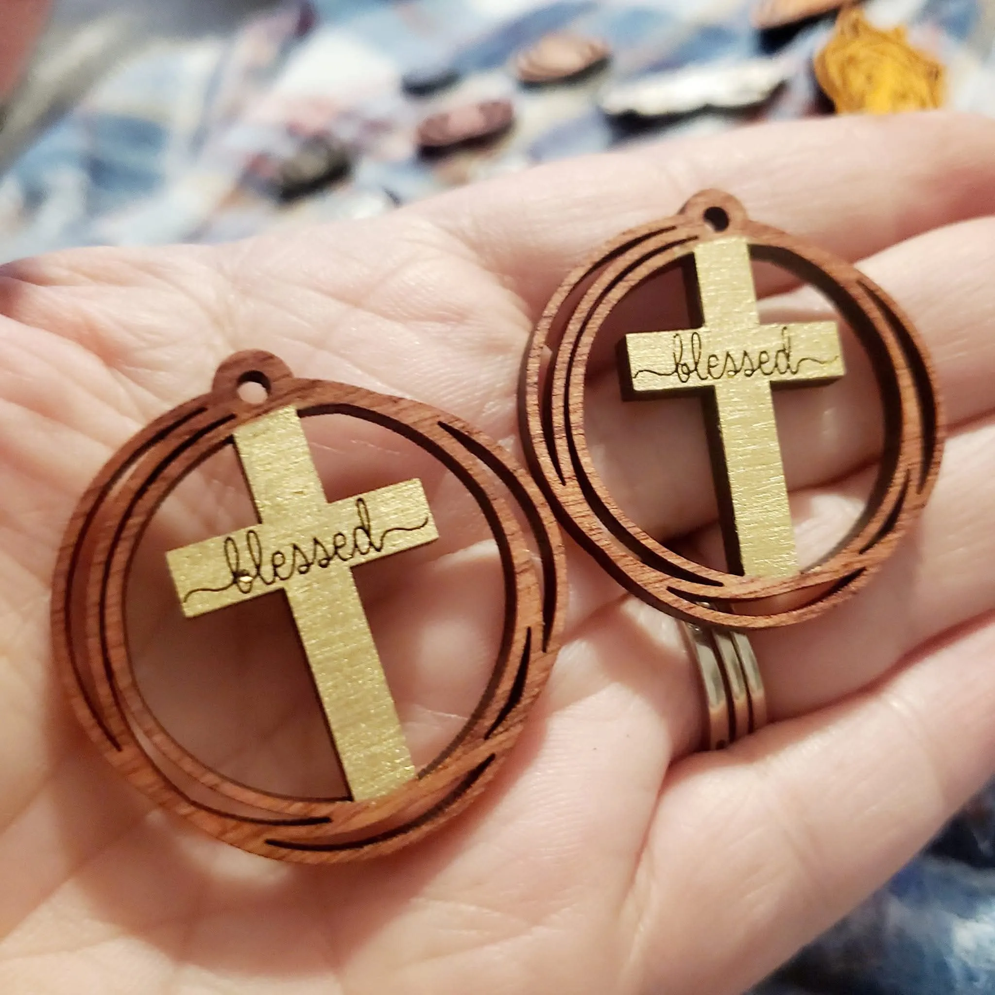 Hand Painted Blessed Cross Earrings sold by Roxie’s Picks