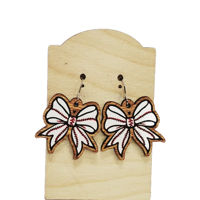 Baseball Bow Earrings sold by Roxie’s Picks