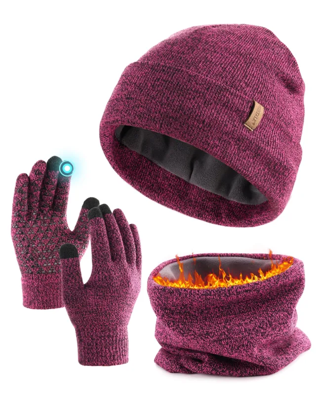 FURTALK Winter Beanie Hat Scarf Touchscreen Gloves Set 3 Pcs Warm Knit Beanies Hat Fleece Lined Skull Cap for Men Women sold by Roxie’s Picks