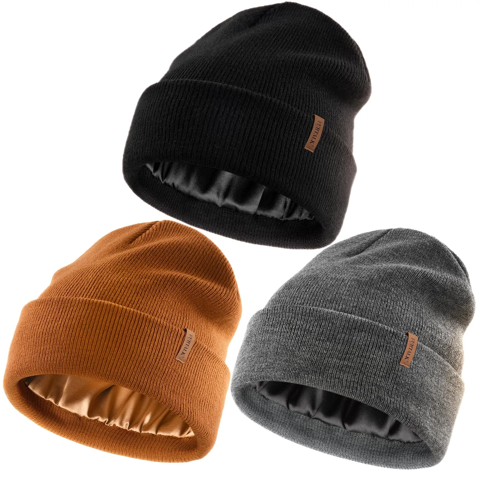 FURTALK Womens Winter Warm Satin Lined Beanie Hats Silk Lining Unisex Knit Slouchy Caps sold by Roxie’s Picks product image thumbnail 3