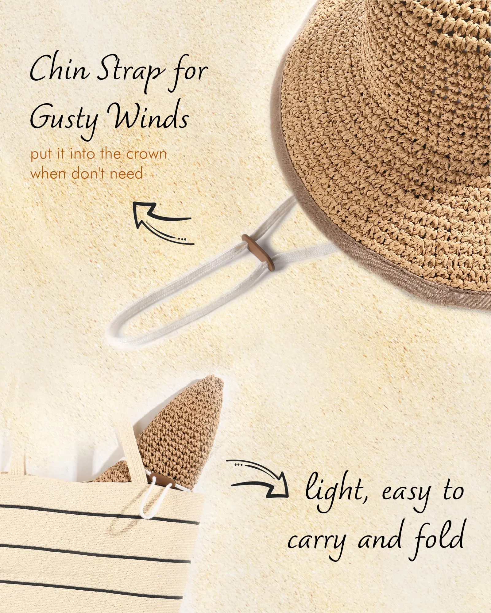 FURTALK Summer Straw Beach Sun Hats for Women UPF 50 Floppy Wide Brim Travel Bucket Hat Foldable Packable sold by Roxie’s Picks product image thumbnail 4