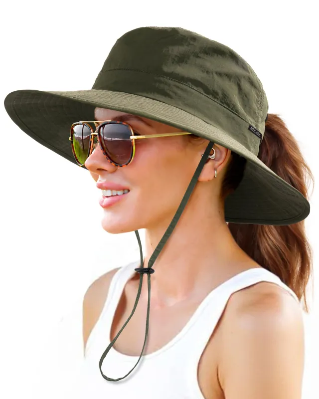 FURTALK Sun Hats for Women with Ponytail Hole Wide Brim Beach Bucket Hat UPF 50+ Fishing Hiking Outdoor Hats sold by Roxie’s Picks