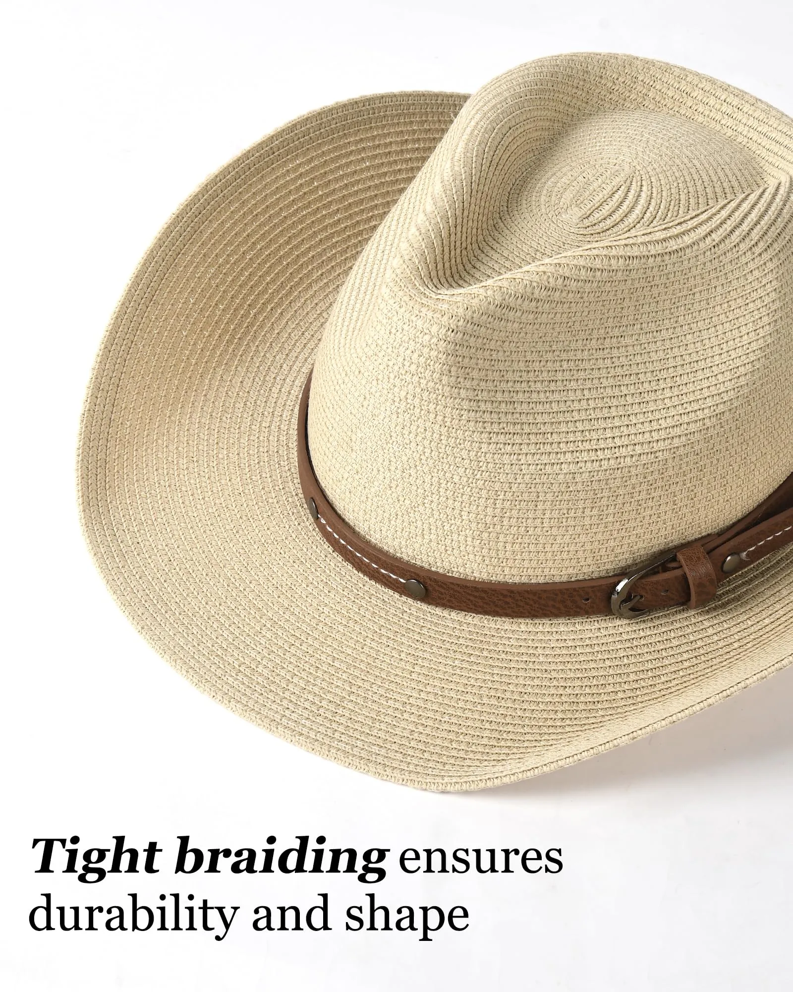 FURTALK Straw Cowboy Sun Hats for Women Men Western Cowgirl Hats with Wind Lanyard UPF 80+ Beach Hat sold by Roxie’s Picks product image thumbnail 5