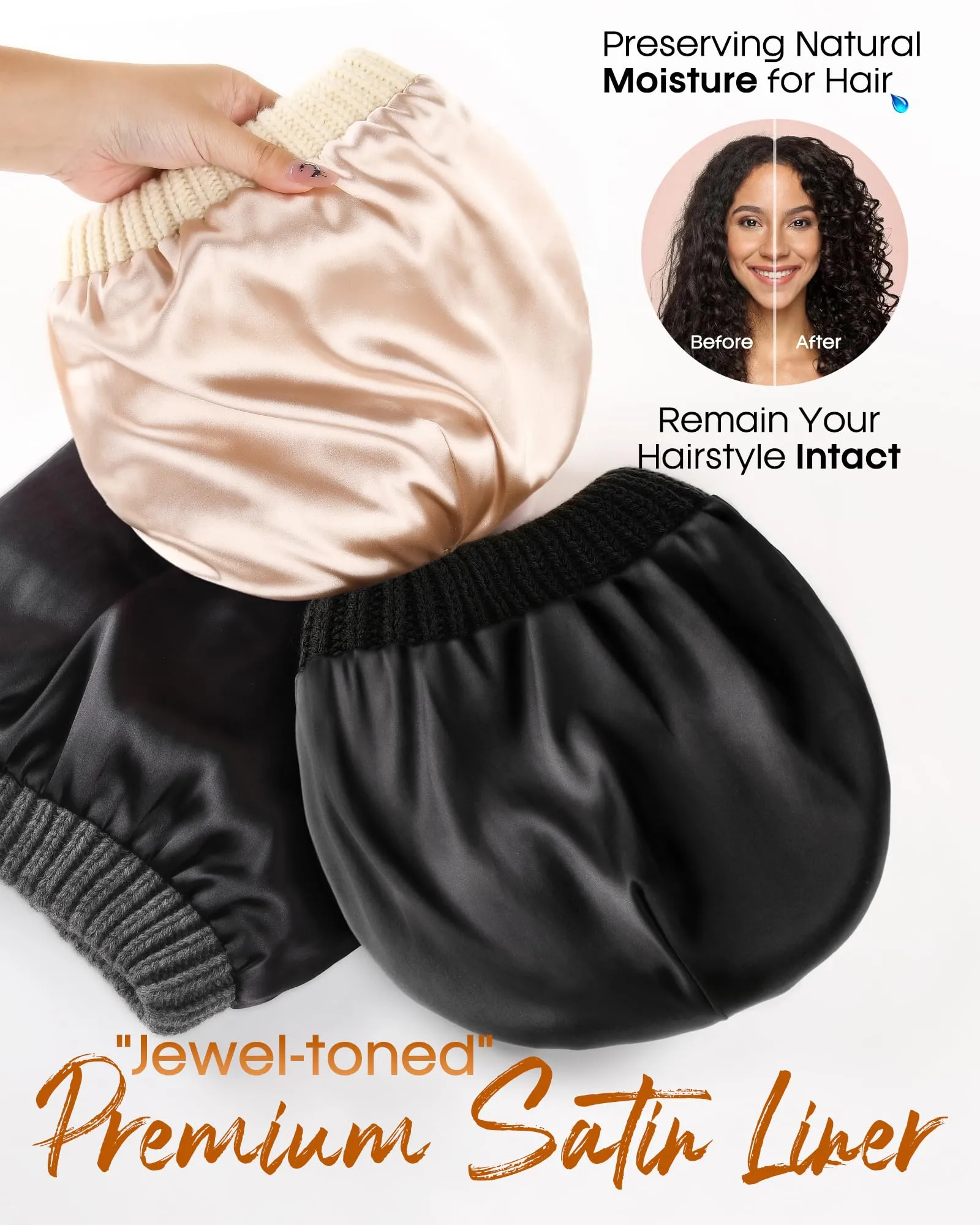 FURTALK Womes Slouchy Winter Beanie Knit Hat Satin Lined 3 Pack Thick Warm Fashionable Skull Cap sold by Roxie’s Picks product image thumbnail 4