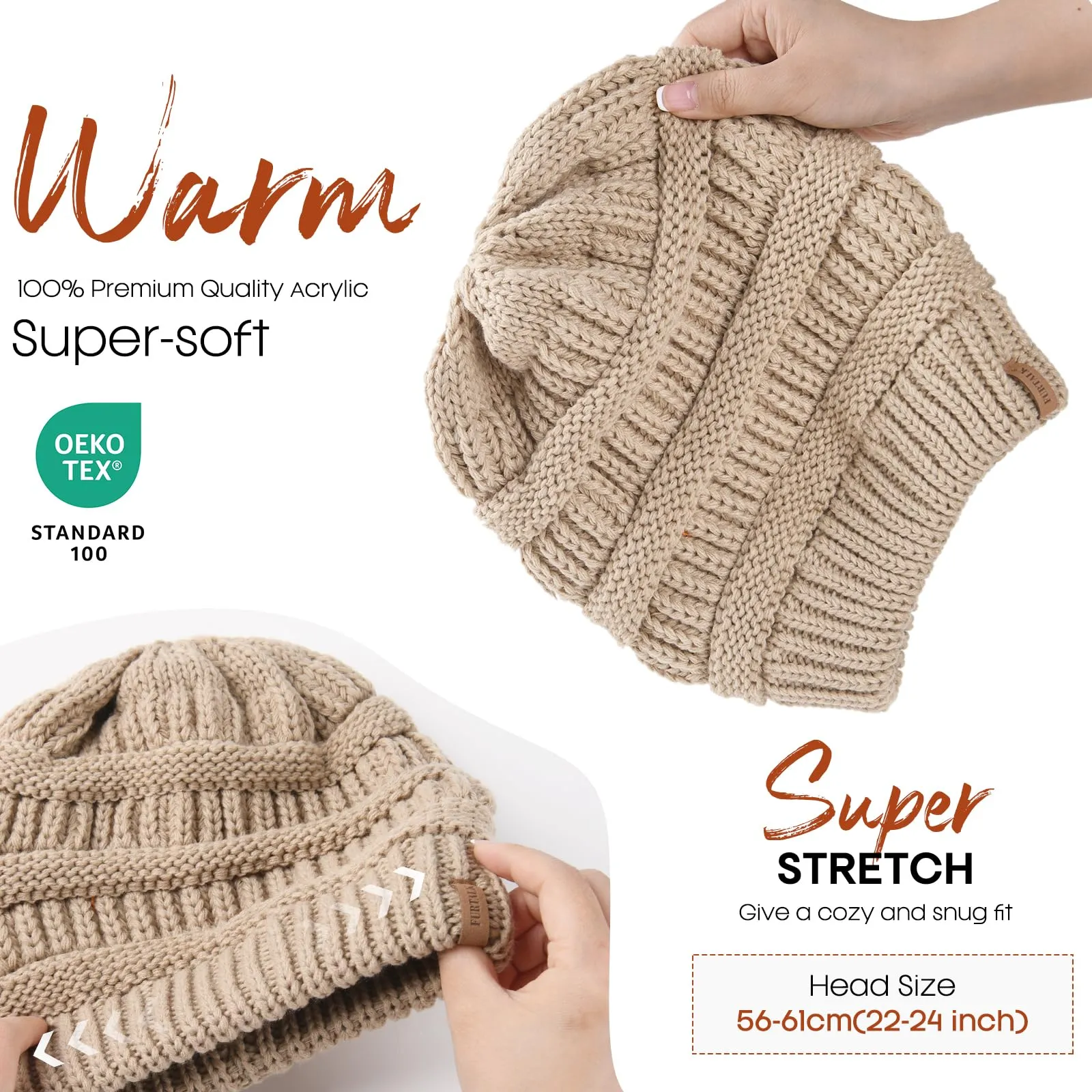 FURTALK Winter Slouchy Beanie Hat for Women Warm Cable Knit Strench Skull Cap sold by Roxie’s Picks product image thumbnail 5