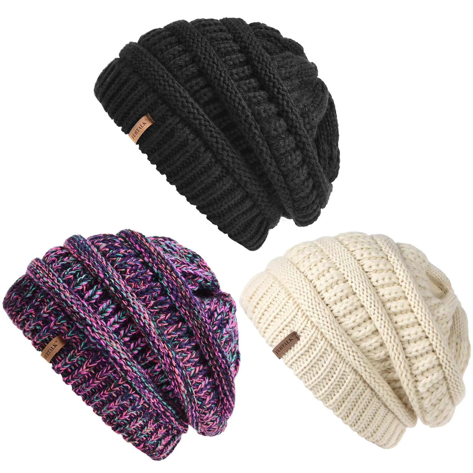 FURTALK Winter Slouchy Beanie Hat for Women Warm Cable Knit Strench Skull Cap sold by Roxie’s Picks product image thumbnail 3