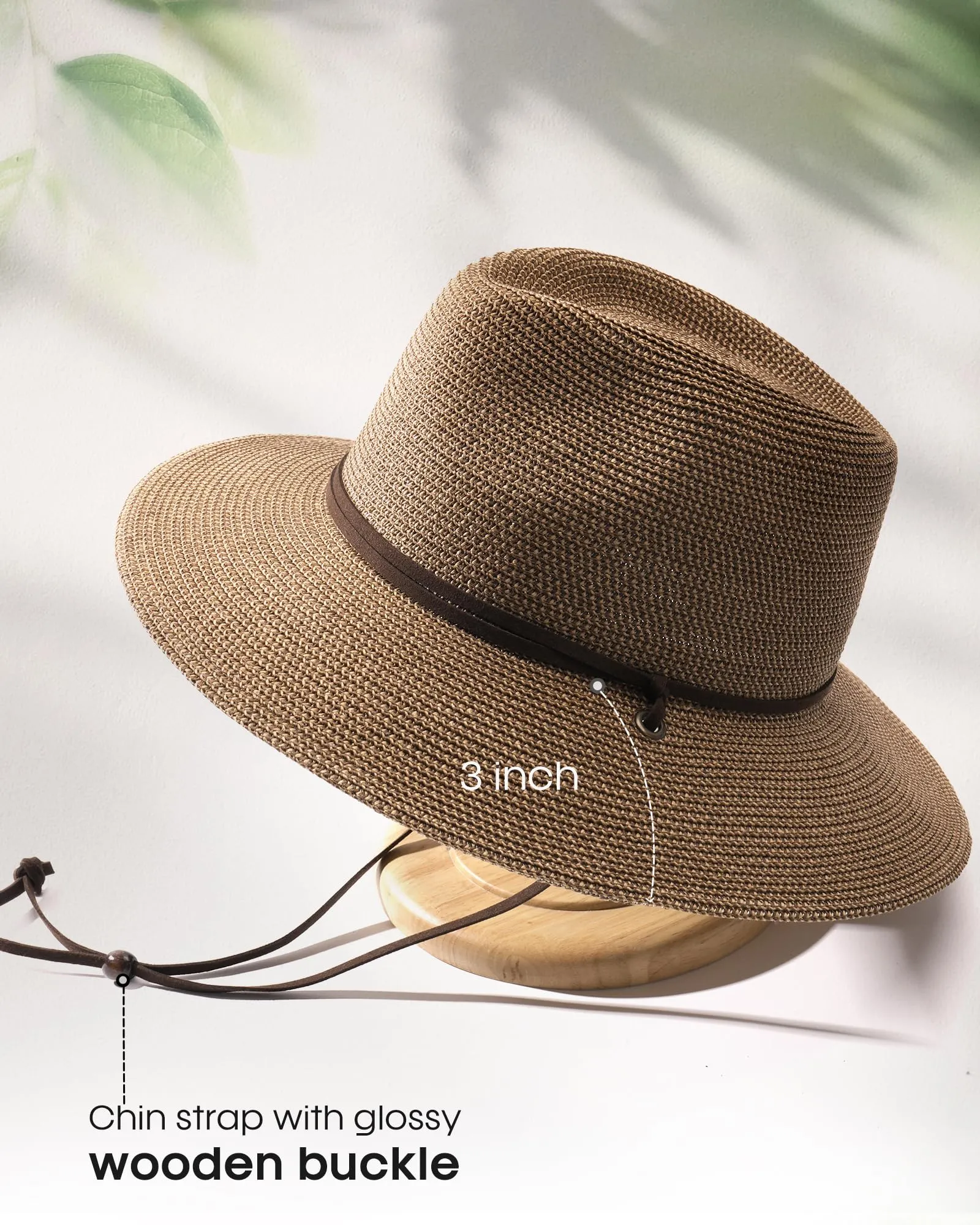 FURTALK Womens Sun Hat Summer Straw Beach Hats UPF 80+ Wide Brim Panama Fedora Hats with Wind Lanyard sold by Roxie’s Picks product image thumbnail 5