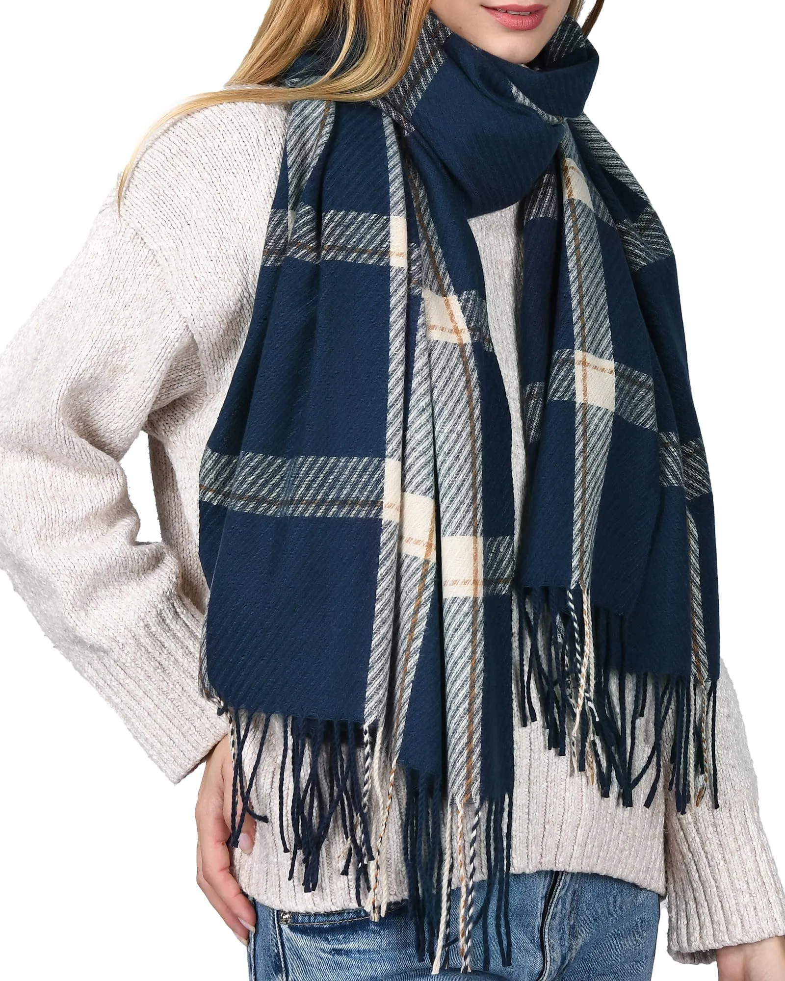FURTALK Winter Scarf for Women Shawl Cashmere Feel Tassel Plaid Large Oversized Scarves Wraps sold by Roxie’s Picks product image thumbnail 2
