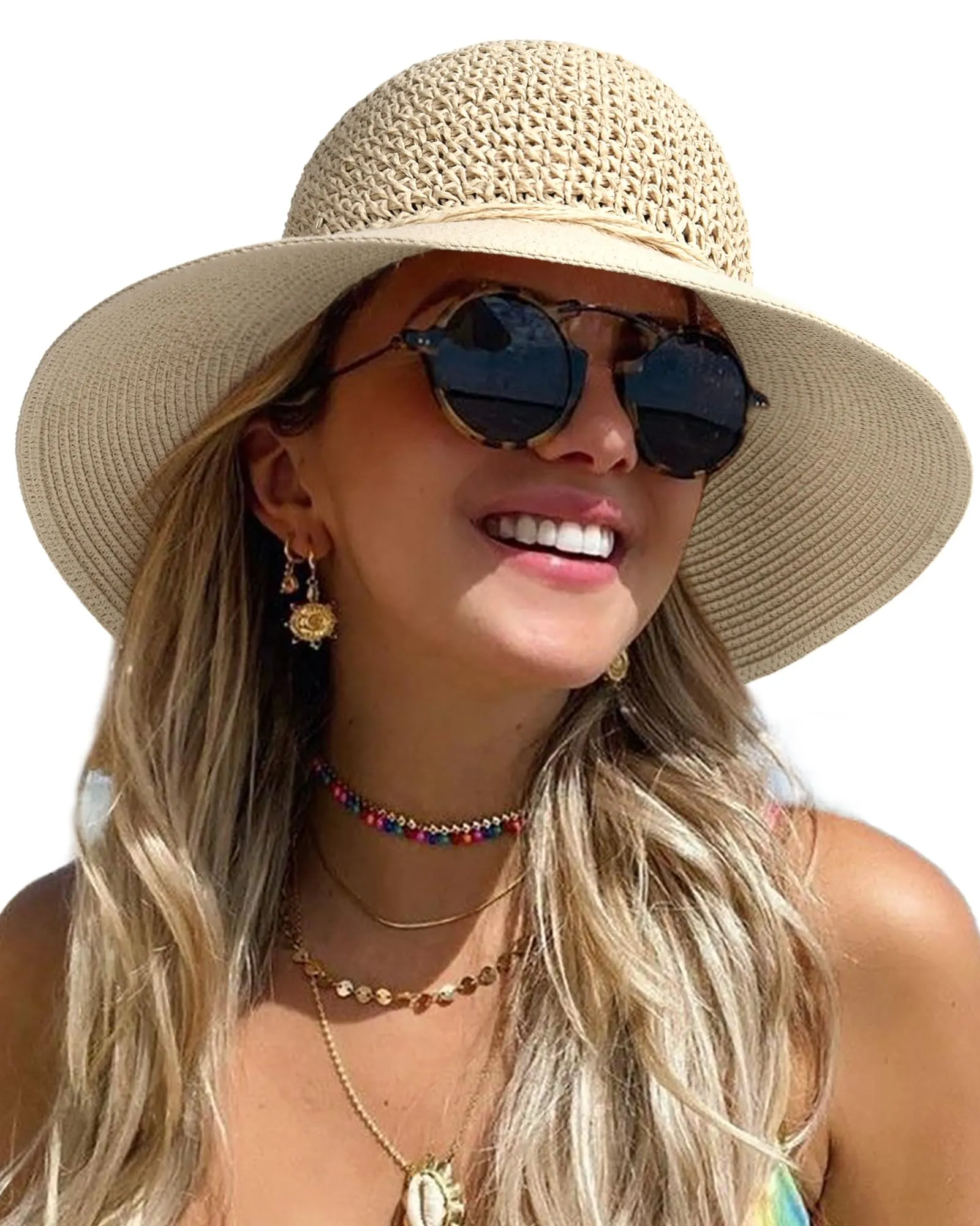FURTALK Beach Hats for Women Summer Straw Sun Hat Wide Brim Crochet Hats sold by Roxie’s Picks