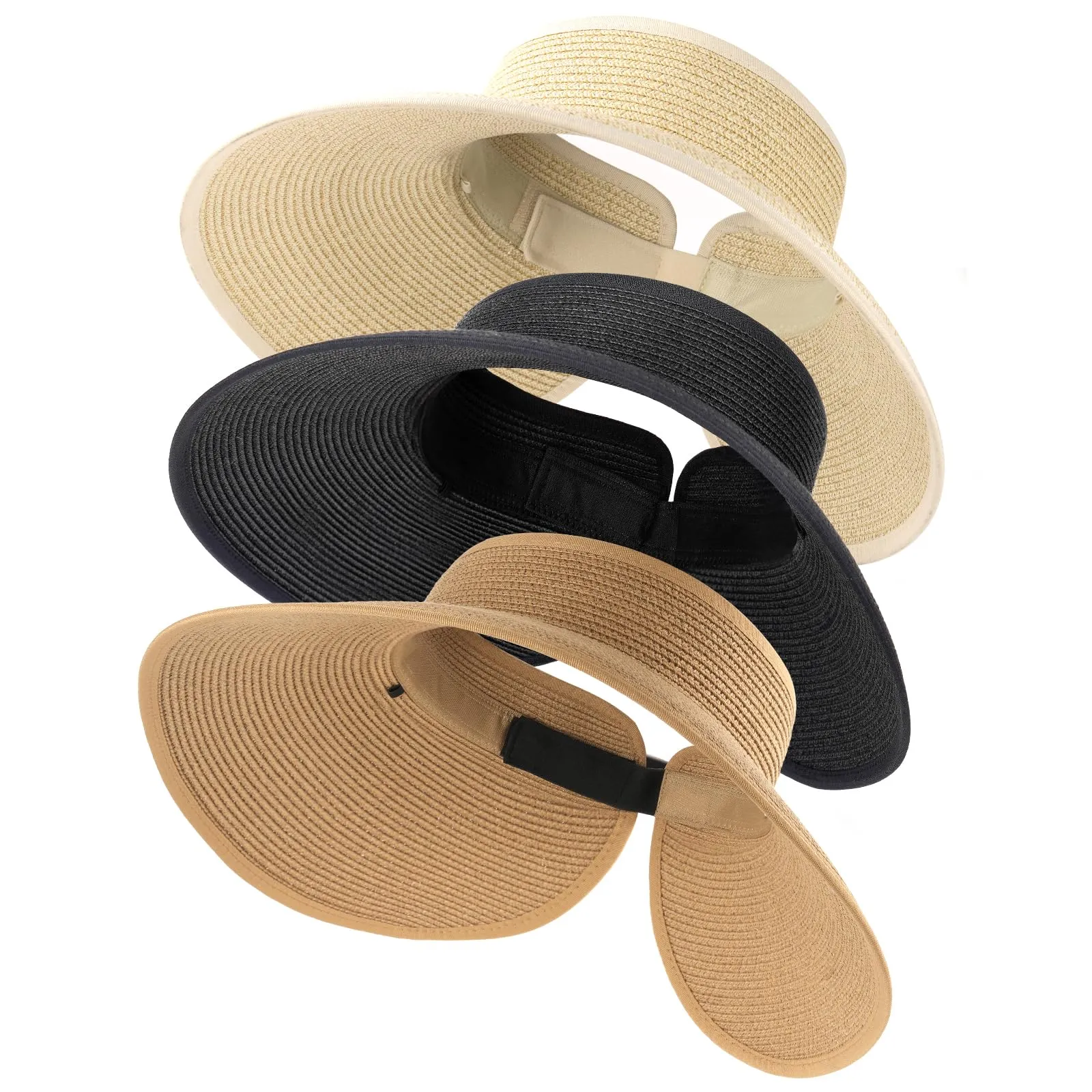 FURTALK Straw Sun Visor Hats for Women UPF 80+ Wide Brim Pontytail Summer Beach Hats sold by Roxie’s Picks product image thumbnail 3