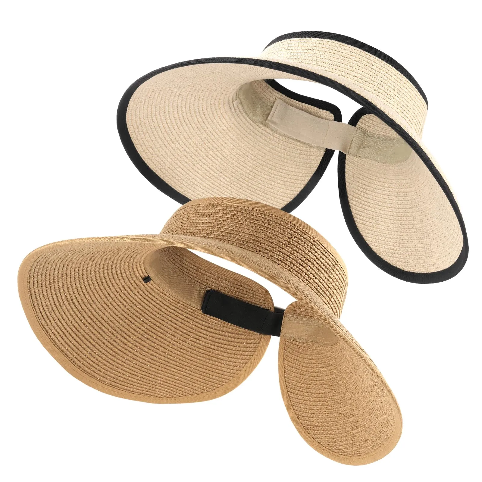 FURTALK Straw Sun Visor Hats for Women UPF 80+ Wide Brim Pontytail Summer Beach Hats sold by Roxie’s Picks product image thumbnail 2