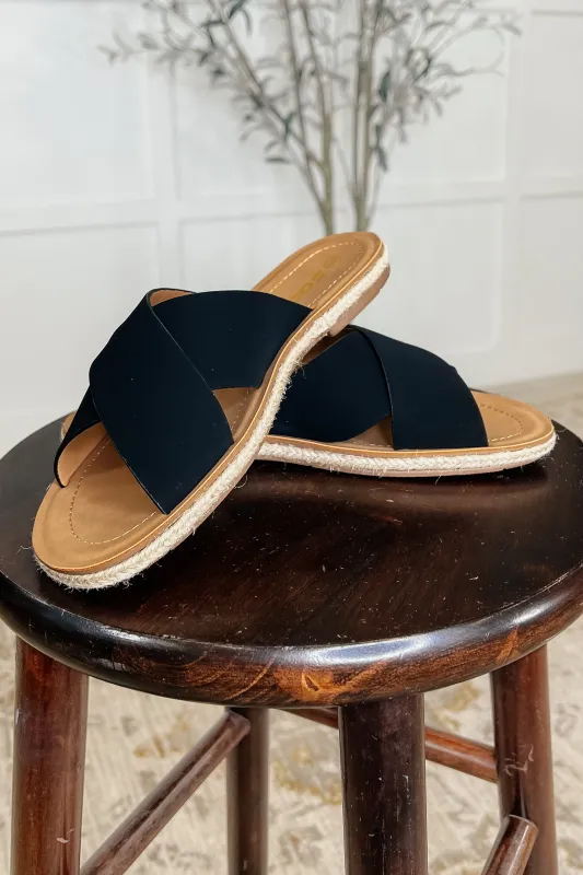 Shore Thing Slip on Sandals in Prism Black sold by Roxie’s Picks