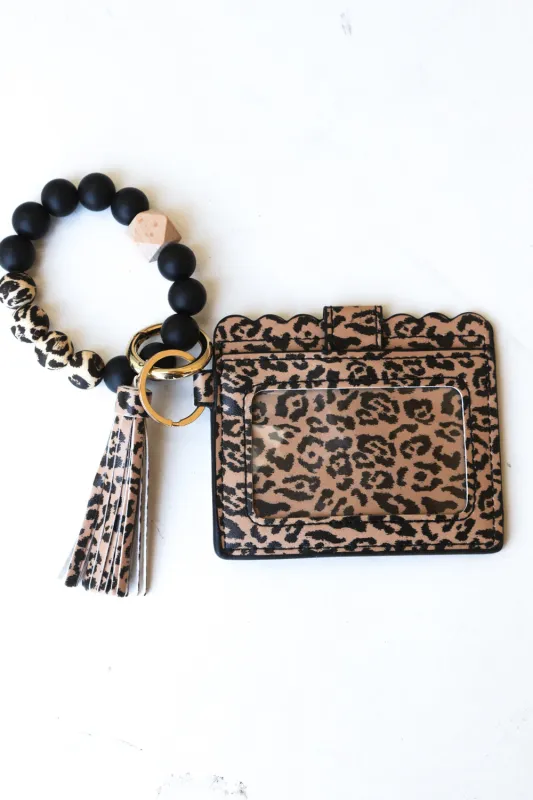 Leopard Print Silicone Bead Slim Wallet Wristlet with Tassel sold by Roxie’s Picks
