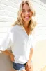 Lock Eyes White Collar Top sold by Roxie’s Picks