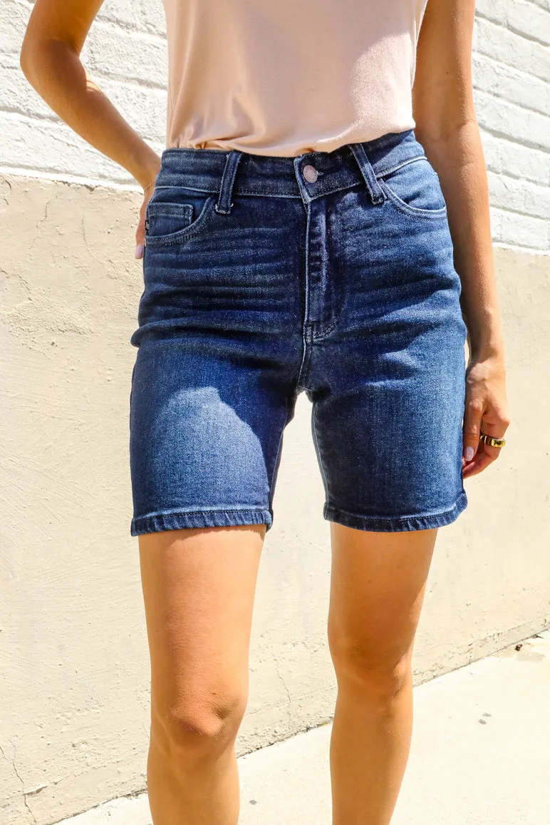 Judy Blue Dark Wash High Rise Tummy Control Shorts sold by Roxie’s Picks