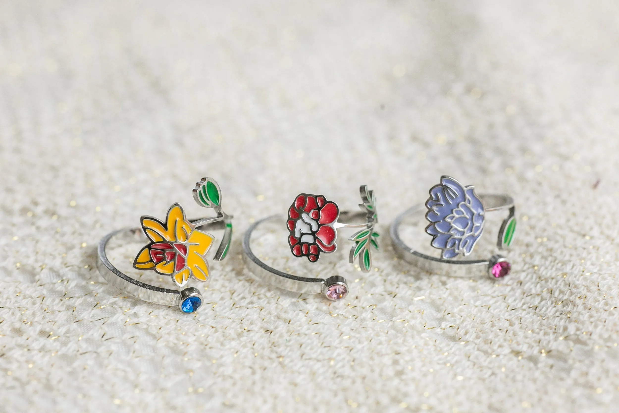 Colorful Birth Flower Ring sold by Roxie’s Picks