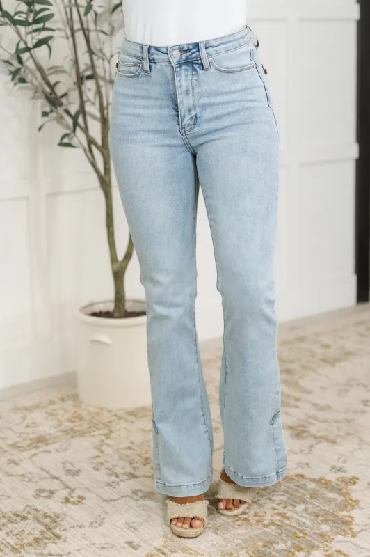 Alexis High Rise Control Top Slit Hem Slim Bootcut Jeans sold by Roxie’s Picks