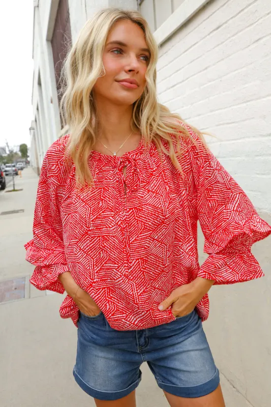 Diva Dreams Ruffle Sleeve Tie Blouse Small - FINAL SALE sold by Roxie’s Picks