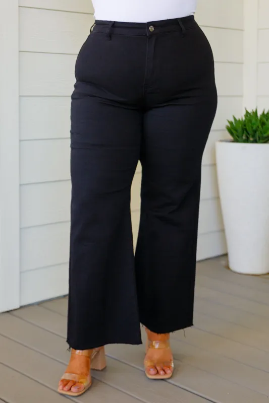August High Rise Wide Leg Crop Jeans in Black sold by Roxie’s Picks