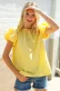 Picture Perfect Yellow Cotton Pleated Puff Short Sleeve Blouse sold by Roxie’s Picks