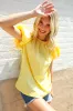 Picture Perfect Yellow Cotton Pleated Puff Short Sleeve Blouse sold by Roxie’s Picks