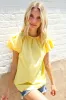 Picture Perfect Yellow Cotton Pleated Puff Short Sleeve Blouse sold by Roxie’s Picks