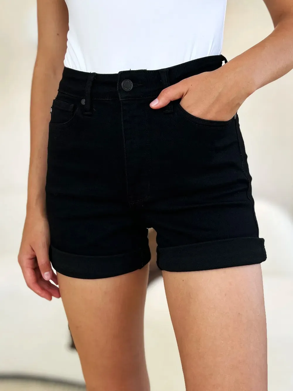 Judy Blue Full Size High Waist Tummy Control Cuffed Denim Shorts sold by Roxie’s Picks product image thumbnail 4