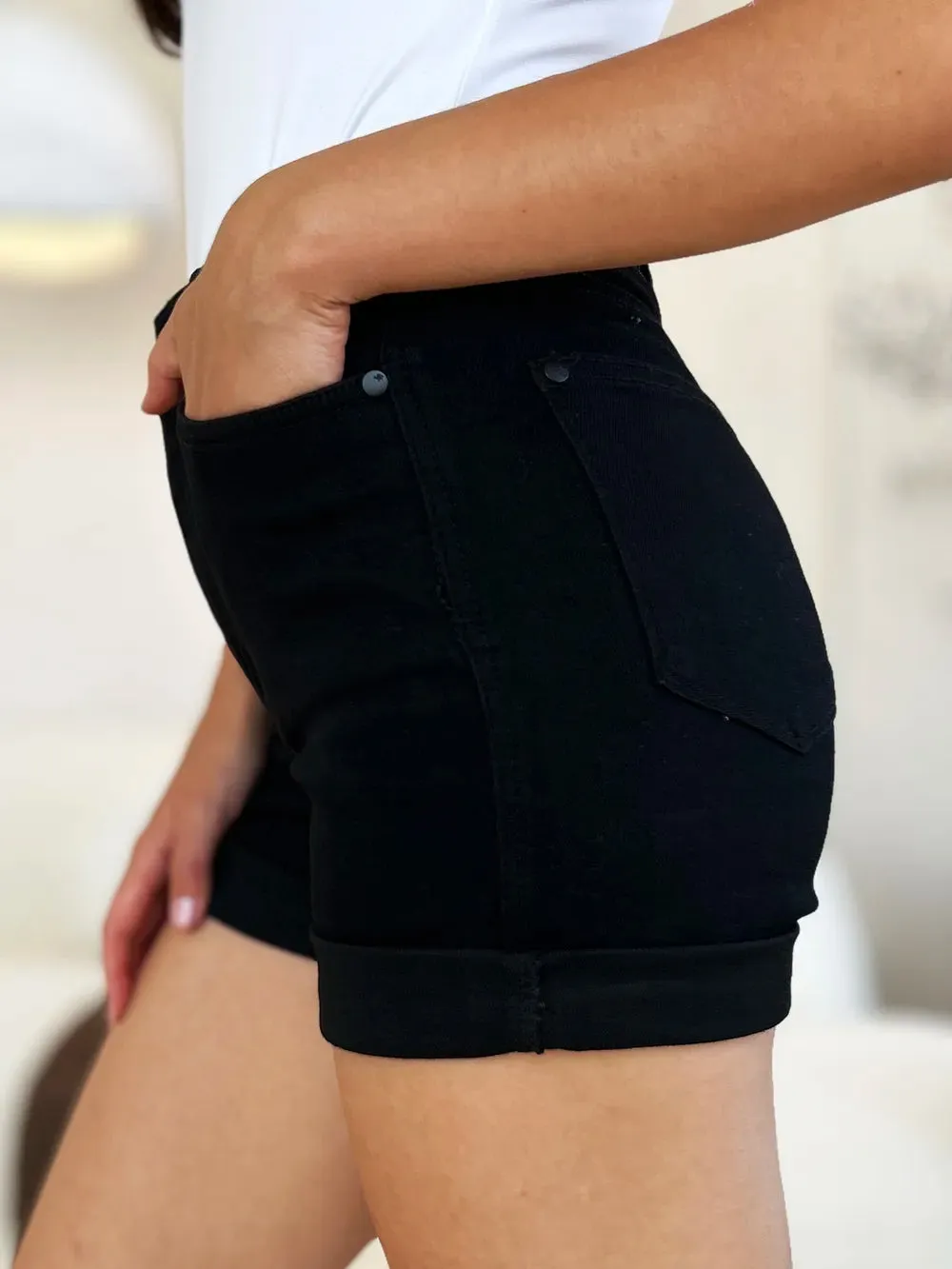 Judy Blue Full Size High Waist Tummy Control Cuffed Denim Shorts sold by Roxie’s Picks product image thumbnail 5