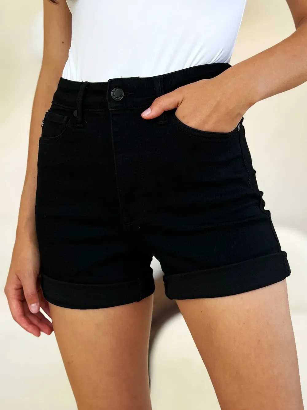 Judy Blue Full Size High Waist Tummy Control Cuffed Denim Shorts sold by Roxie’s Picks product image thumbnail 2