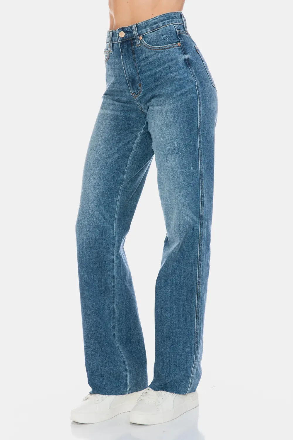 Judy Blue Full Size Tummy Control Cut Raw Hem Straight Jeans sold by Roxie’s Picks product image thumbnail 5