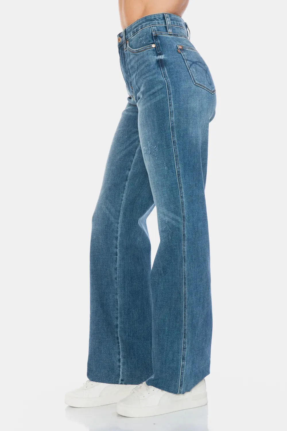 Judy Blue Full Size Tummy Control Cut Raw Hem Straight Jeans sold by Roxie’s Picks product image thumbnail 4