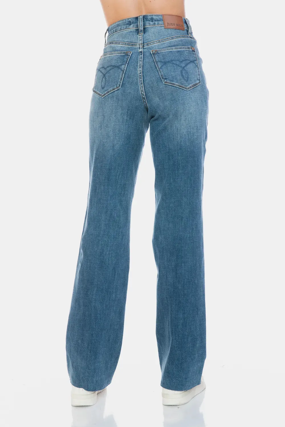 Judy Blue Full Size Tummy Control Cut Raw Hem Straight Jeans sold by Roxie’s Picks product image thumbnail 2