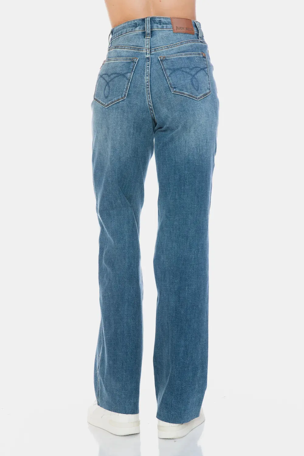 Judy Blue Full Size Tummy Control Cut Raw Hem Straight Jeans sold by Roxie’s Picks product image thumbnail 3
