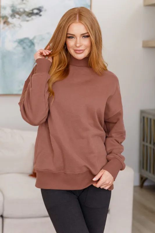 Make No Mistake Mock Neck Pullover in Cocoa sold by Roxie’s Picks