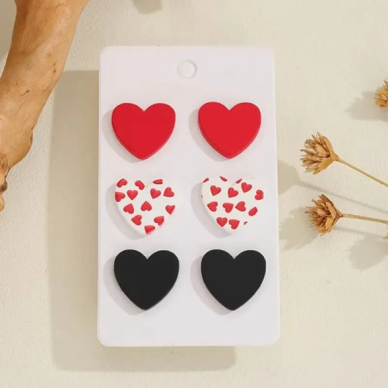 Red Hearts Valentines Day Triple Earring Sets sold by Roxie’s Picks