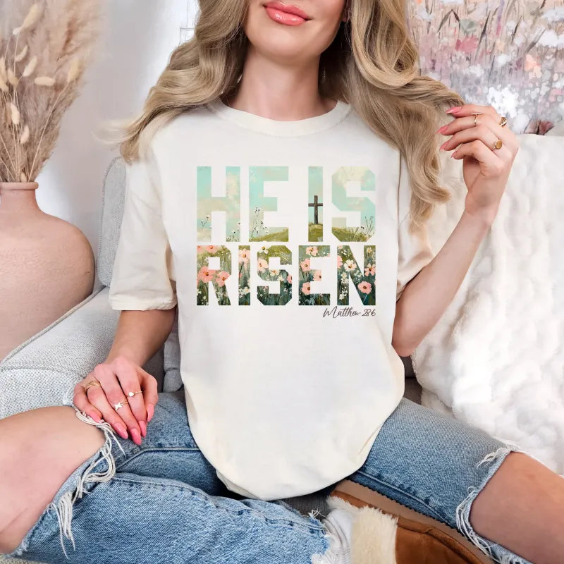 He Is Risen Floral Graphic Tee made by Roxie’s Picks