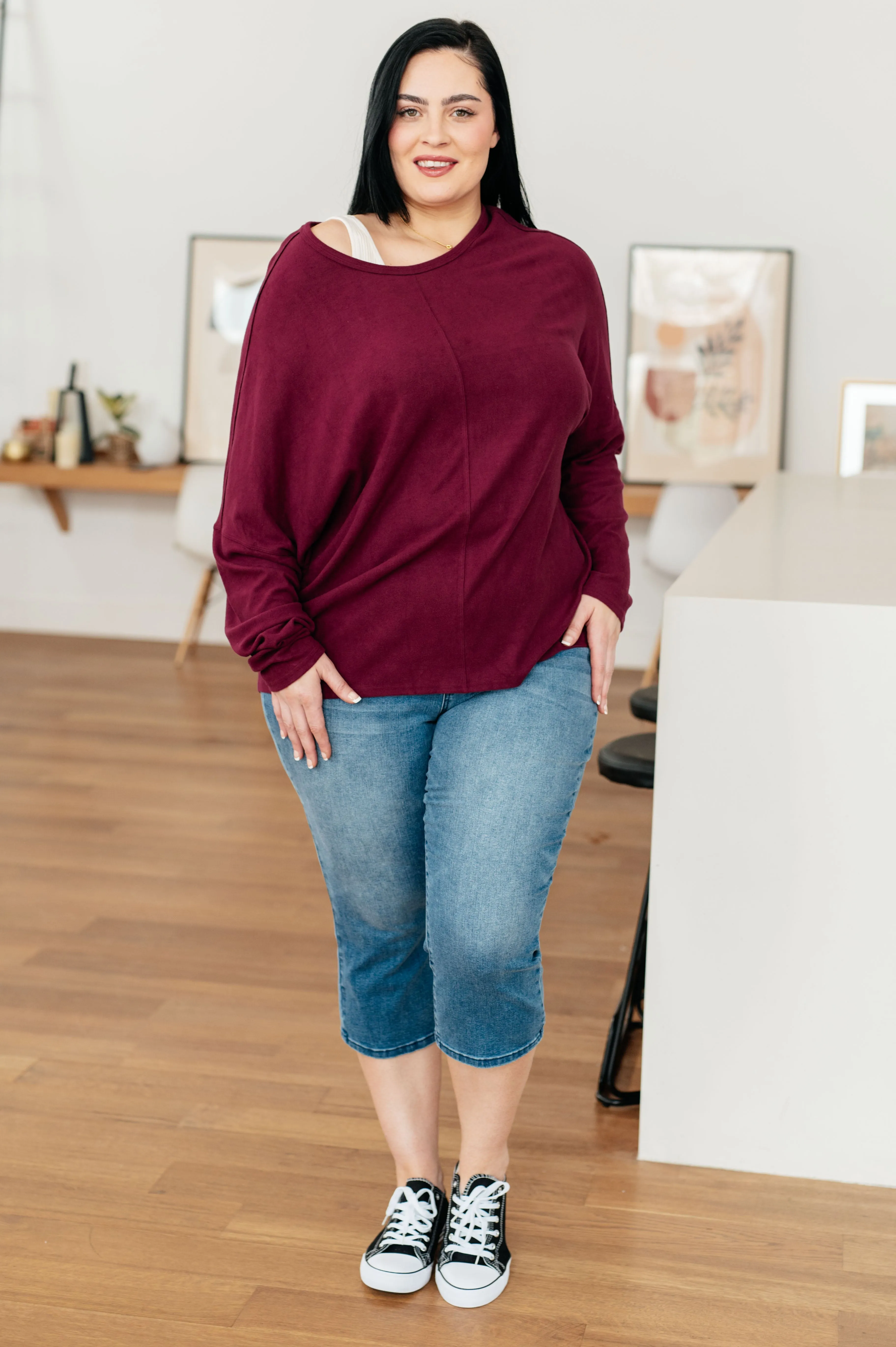 Drive Downtown Dolman Sleeve Top in Wine sold by Roxie’s Picks product image thumbnail 4