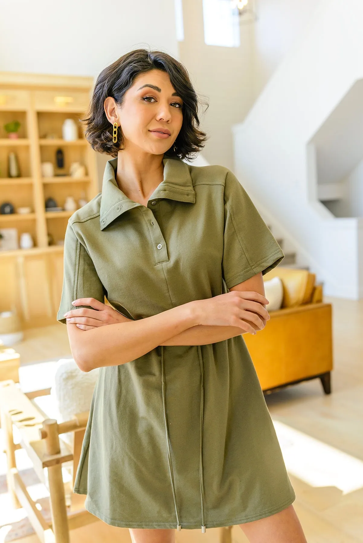 Darla Button Up Collared Dress in Olive sold by Roxie’s Picks product image thumbnail 5