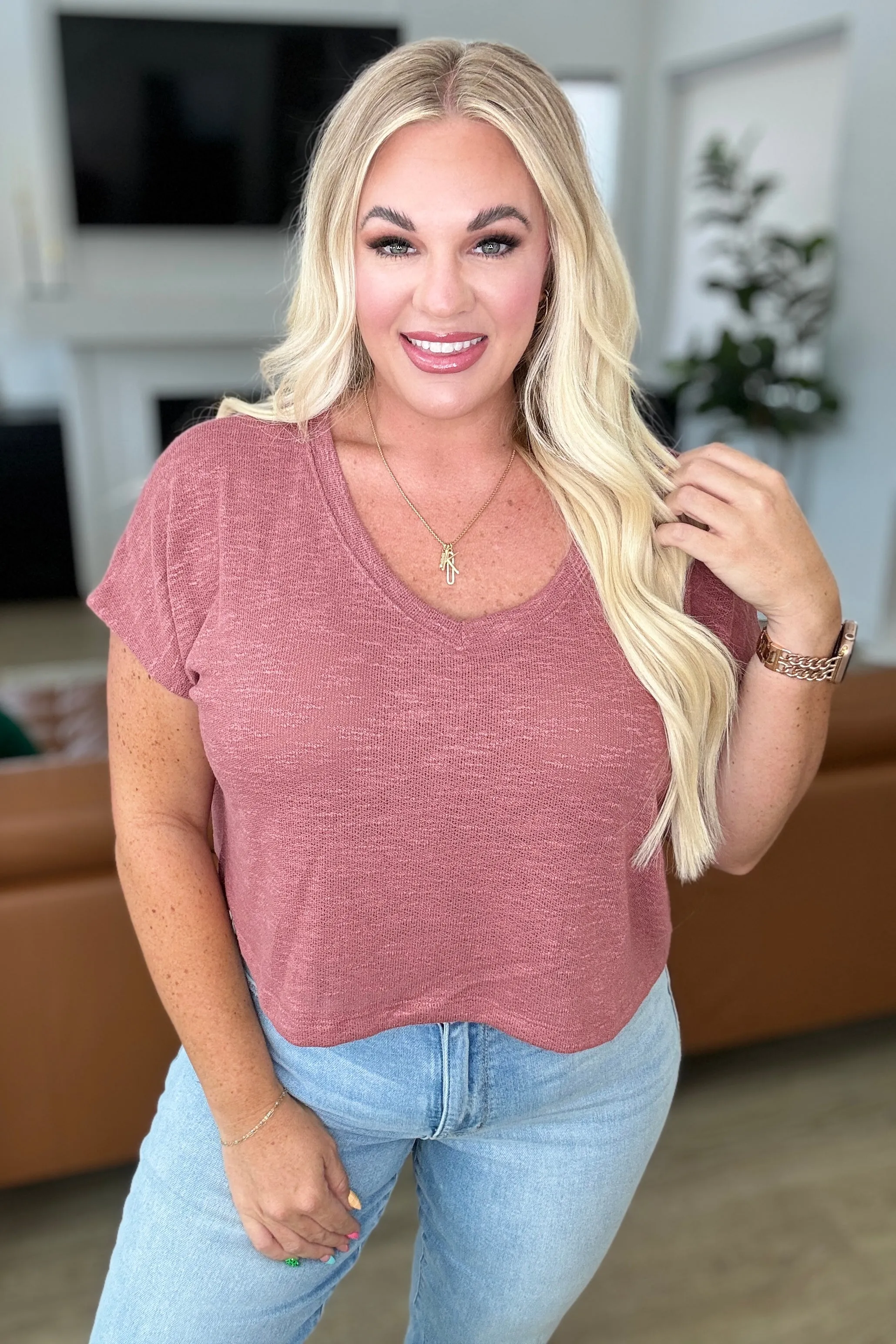 Classic Comfort V-Neck Top in Winter Rose sold by Roxie’s Picks product image thumbnail 3
